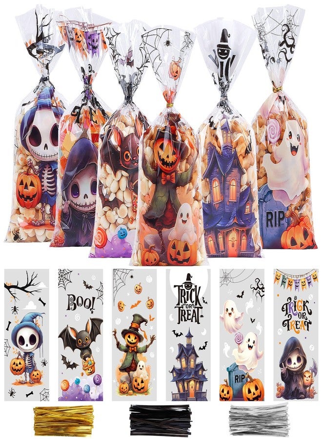 لوفر أكياس حلوى شفافة من السيلوفان من LOAVER، 180 قطعة، مع 210 ربطات لولبية، مثالية لتغليف حلوى الهالوين، والوجبات الخفيفة، والبسكويت، وهدايا الحفلات. - Image 1